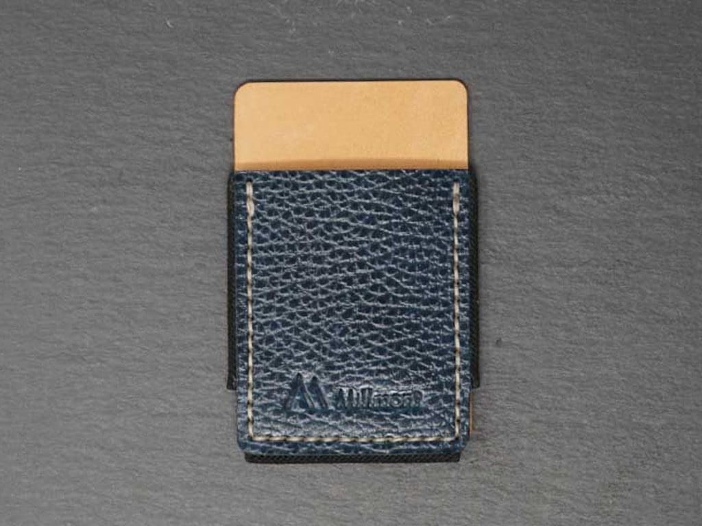 PHONE Wallet &lt;br&gt; Relaxed Collection &lt;br&gt;Blue Pebble with Natural Stitching