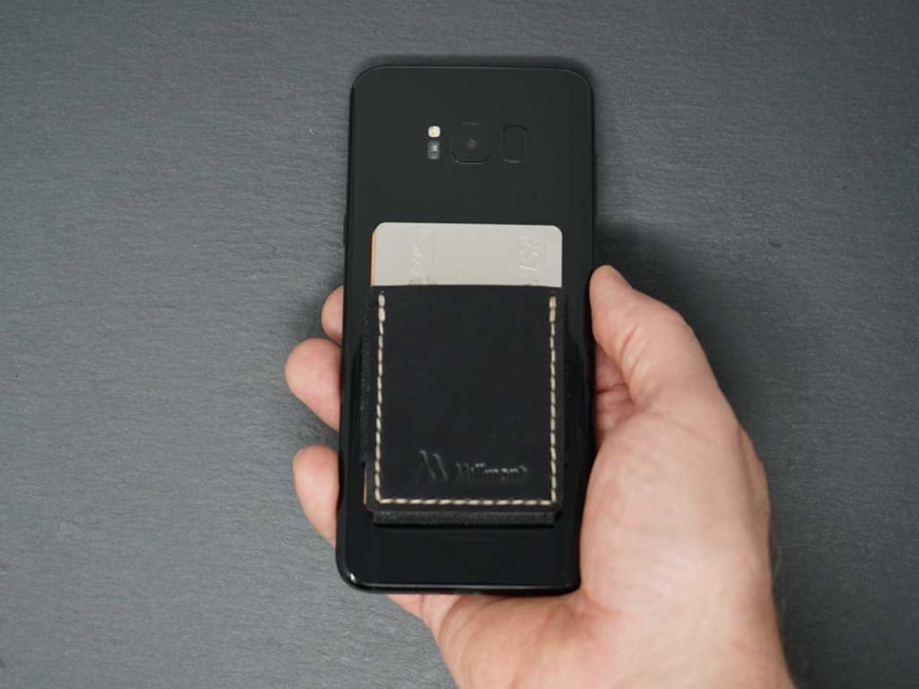 PHONE Wallet &lt;br&gt; Relaxed Collection&lt;br&gt;Black with Natural Stitching
