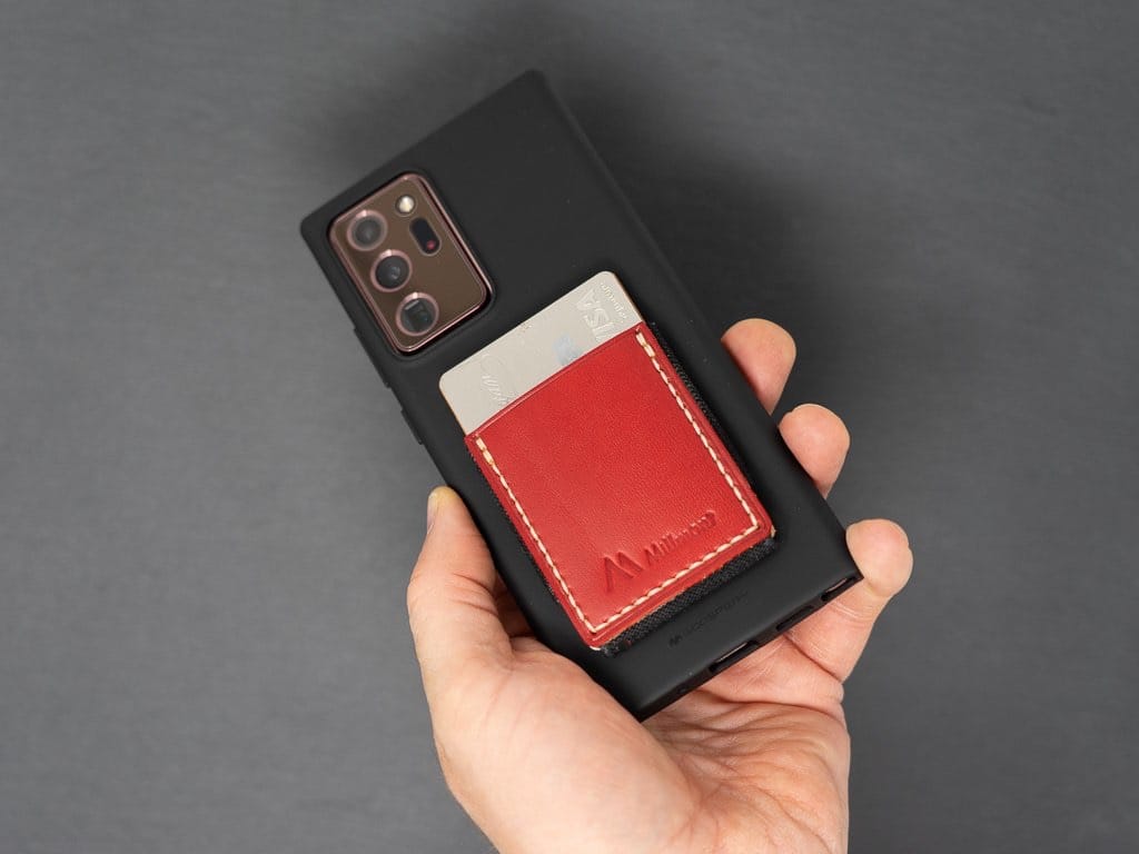 PHONE Wallet &lt;br&gt; Relaxed Collection &lt;br&gt;Red with Natural Stitching