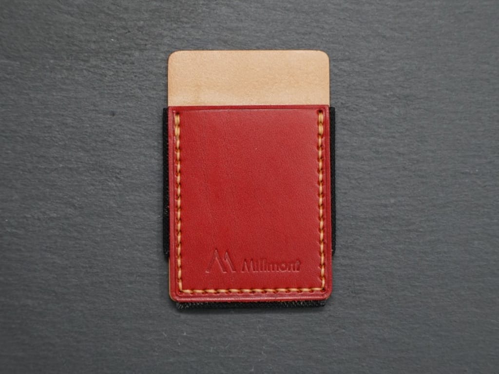 PHONE Wallet &lt;br&gt; Relaxed Collection&lt;br&gt;Red with Gold stitching