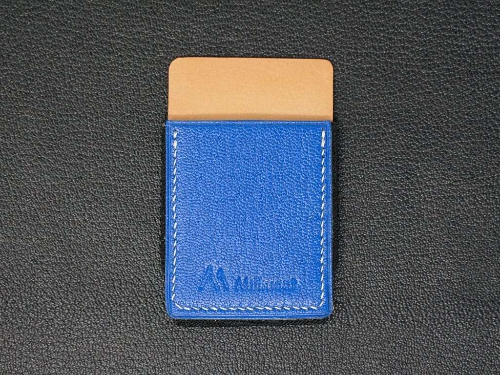 PHONE Wallet <br> Signature Collection <br> Chevre Crispe <br>Royal Blue with White Stitching